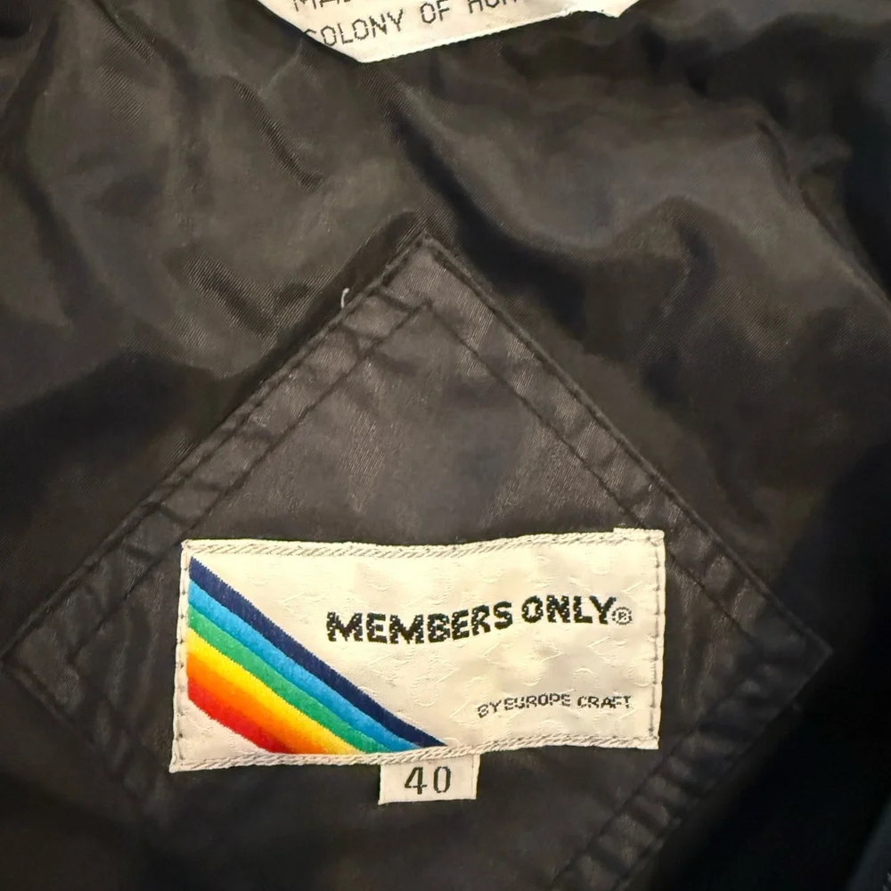 Original 80’s Vintage Members Only Black Cafe Racer Rainbow Europe Craft. Medium - Picture 3 of 14